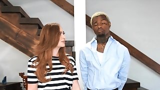 bed fucking,black,callie black,couple,doggystyle,hardcore,interracial,oiled,pale,pornstar,redhead,